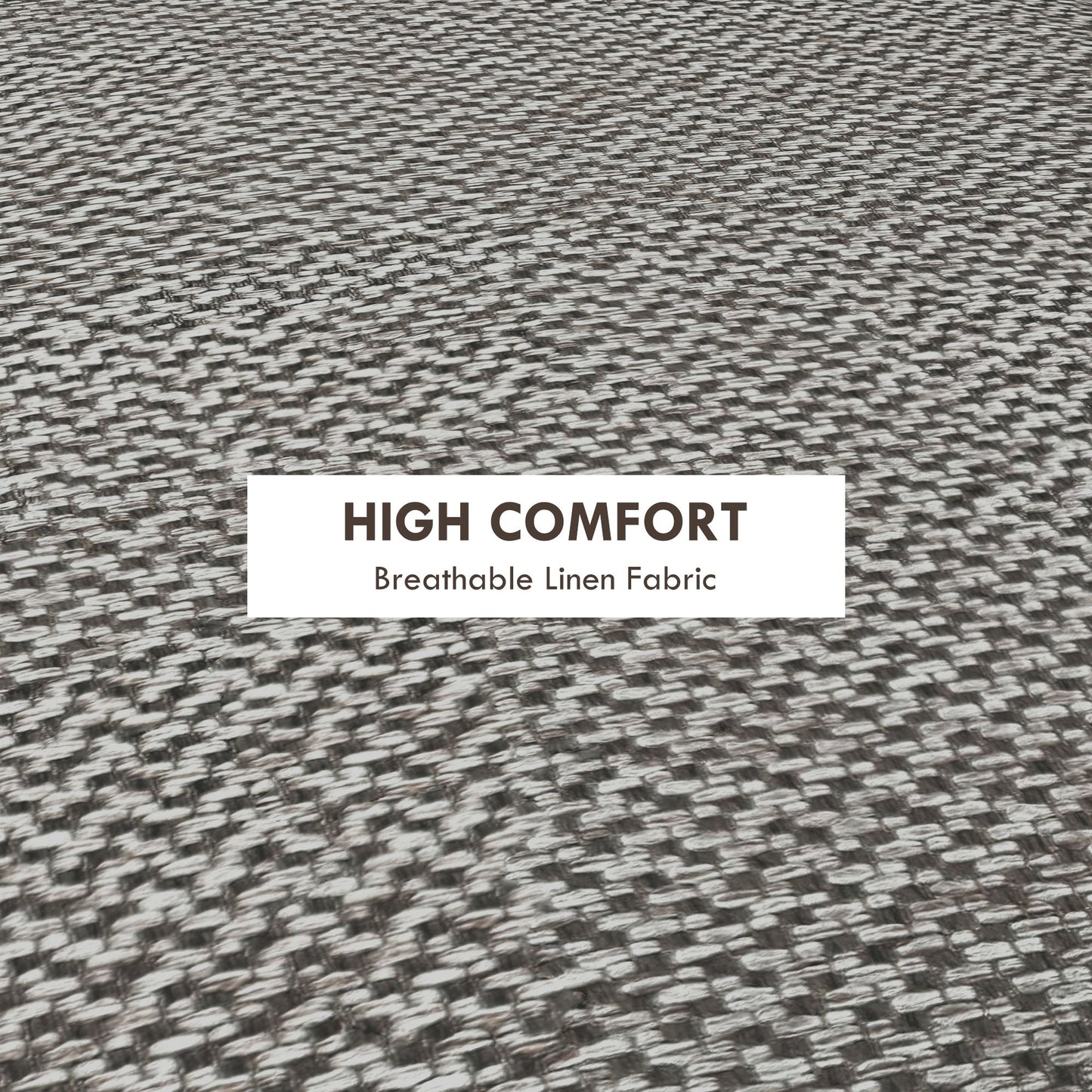 HOMCOM Round Linen-Look Storage Ottoman - Light Grey