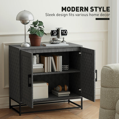 HOMCOM Modern Sideboard, Freestanding Sideboard Storage Cabinet with Adjustable Shelf and 2 Doors for Living Room, Grey