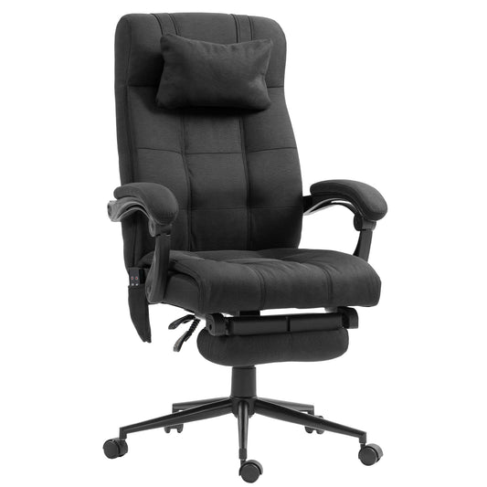 Vinsetto Office Chair with 6-point Vibration Massage and Heat, Computer Chair with Adjustable Height, Head Pillow, Footrest for Home, Black
