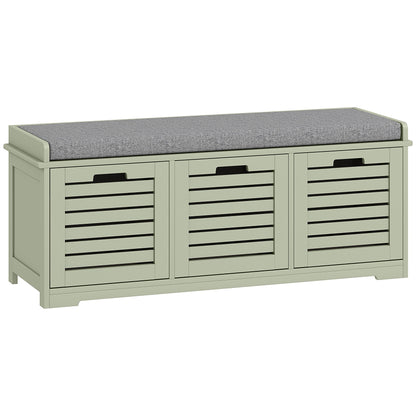 HOMCOM 3-Drawer Shoe Storage Bench - Green