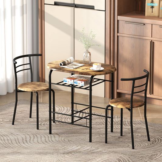 HOMCOM Three-Piece Compact Dining Set - Rustic Brown