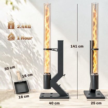 Outsunny Wood Pellet Heater, 13 kW Outdoor Pellet Heater Stove with Glass Tube, 2.4 kg Capacity Hopper, Ash Tray, Black