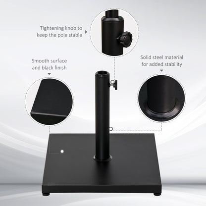 Outsunny â35/38/48MM 18KG Steel Square Parasol Stand Base w/ Adjustable Knob Umbrella Stand Garden Patio Outdoor Home, Black