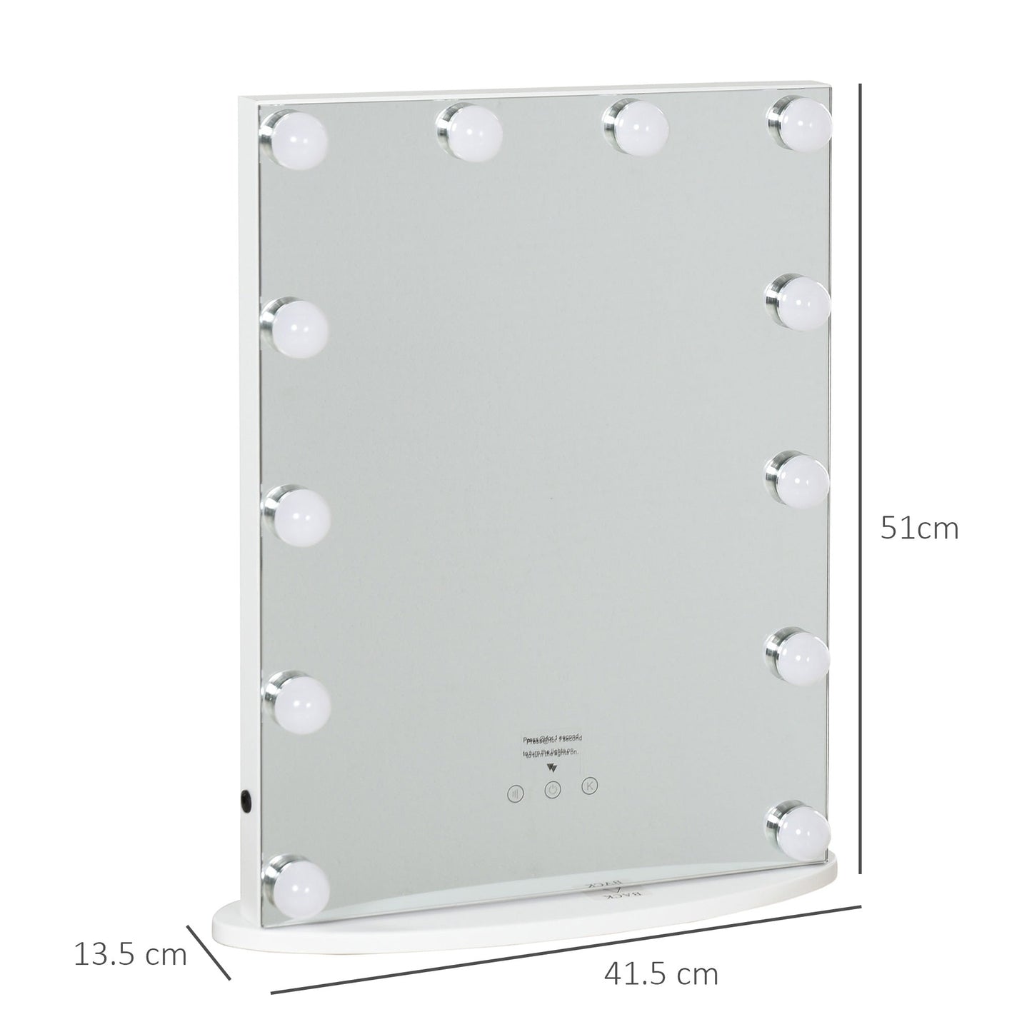 HOMCOM Hollywood Mirror with Lights for Makeup Dressing Table, Lighted Vanity Mirror with 12 Dimmable LED Bulbs and USB Plug in Power Supply, White