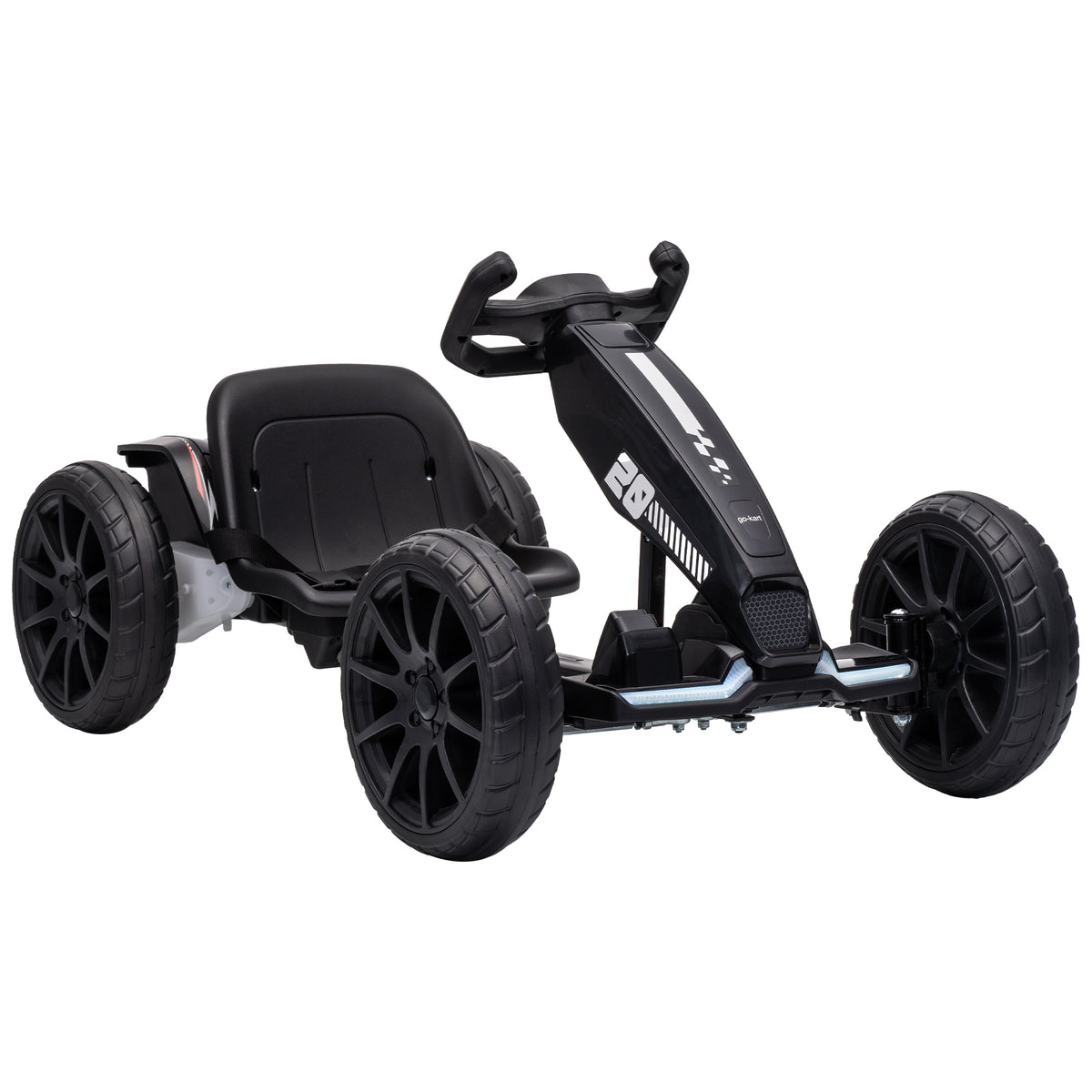 AIYAPLAY 12V Electric Go Kart for Kids with Dual Motors, Adjustable Seat, Soft Start, LED Lights, EVA Wheels, for Age 3-6, Black