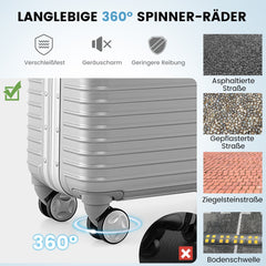 16 Inch Under-seat Carry On Luggage with Spinner Wheels and Laptop Compartment-Sliver