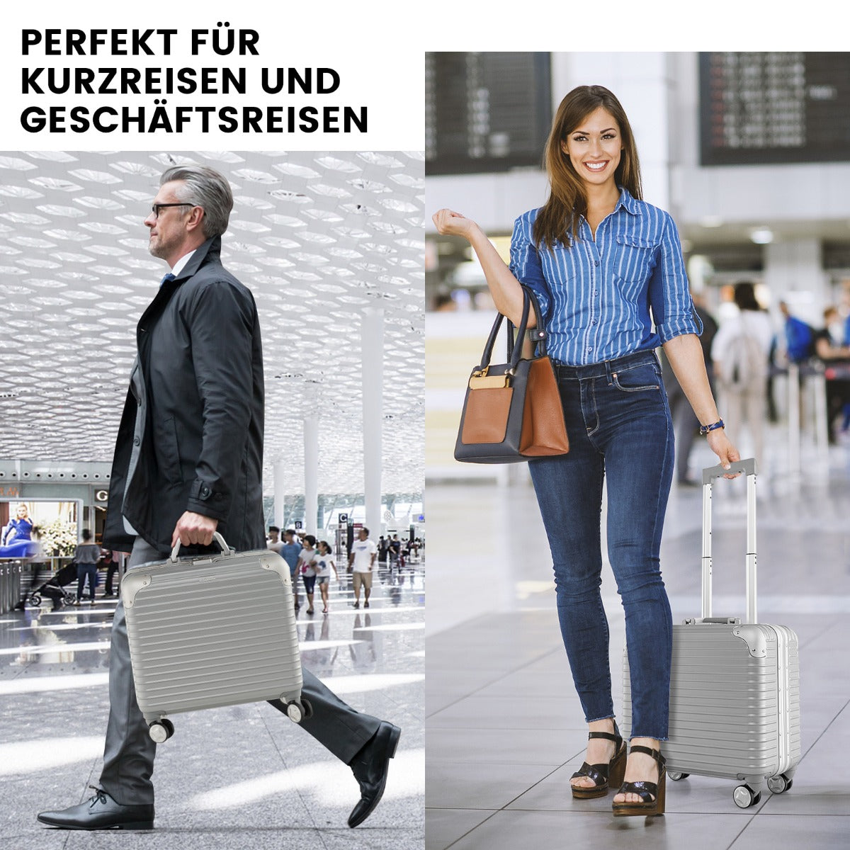 16 Inch Under-seat Carry On Luggage with Spinner Wheels and Laptop Compartment-Sliver