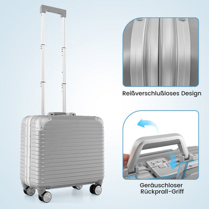 16 Inch Under-seat Carry On Luggage with Spinner Wheels and Laptop Compartment-Sliver