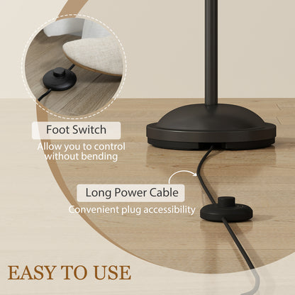 HOMCOM Modern Standing Lamp, 3-Light Upright Floor Lamps for Living Room, Black