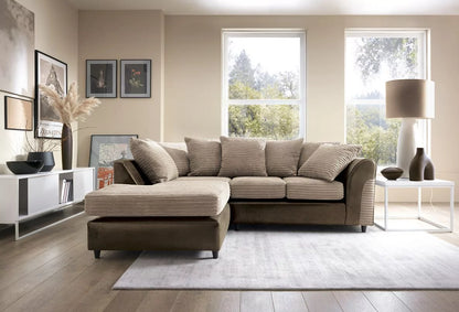 Spencer Cord Fabric Corner Sofa - Left Arm Brown