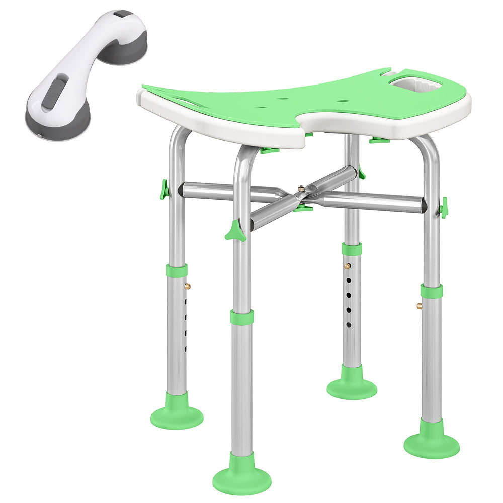 HOMCOM 39-51.5cm 'U' Seat Padded Shower Stool - Green
