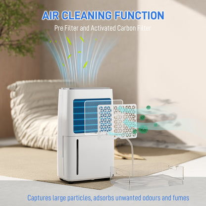 HOMCOM 16L Multi-Mode Dehumidifier, with Wheels - White