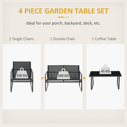 Outsunny Four-Piece Minimalistic Garden Sofa Set - Black