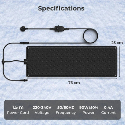 Heated Outdoor Mat with Non-Slip Rubber and Leak-Proof Plug-Black