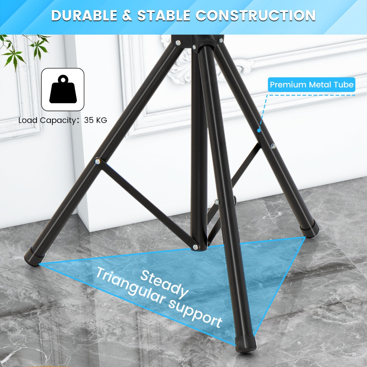 Height Adjustable TV Stand with 35 KG Weight Capacity and Non-slip Foot Pad