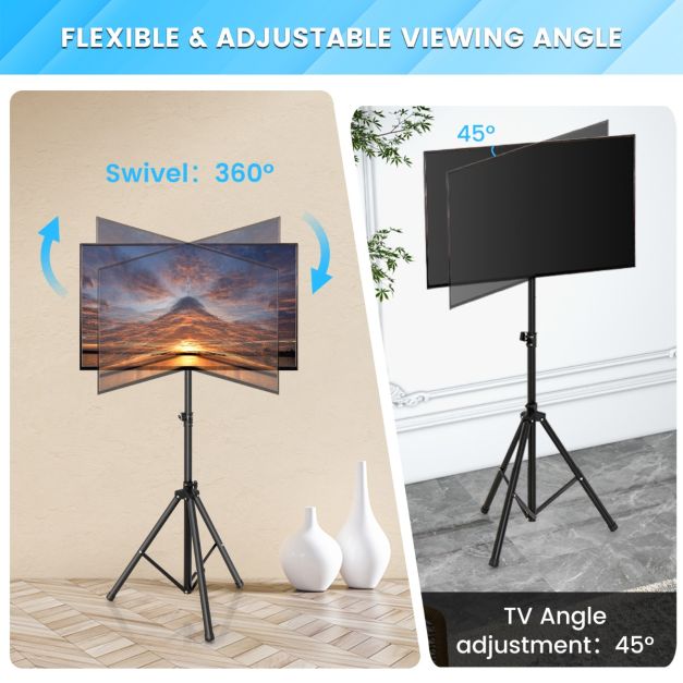 Height Adjustable TV Stand with 35 KG Weight Capacity and Non-slip Foot Pad