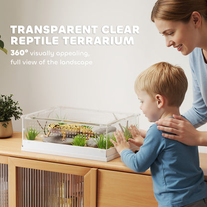PawHut Acrylic Reptile Terrarium with Top Sliding Door, Vents, for Leopard Gecko, Snake