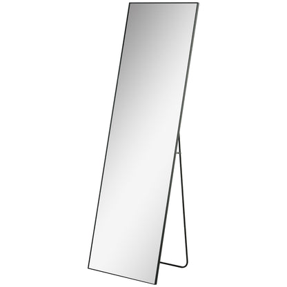 HOMCOM Full Length Dressing Mirror, Floor Standing or Wall Hanging, Aluminium Alloy Framed Full Body Mirror for Bedroom, Living Room, 50 x 161.5cm, Black
