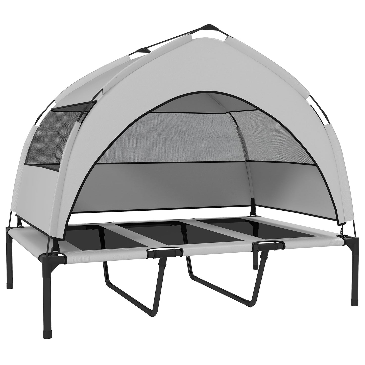 PawHut Portable Elevated Dog Bed with Removable Canopy, Cooling Raised Pet Cot for Large Dogs, 106 x 76 x 94 cm