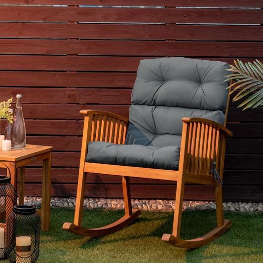High Back Chair Cushion Patio Chair Seat Pads with Non-slip Rope Belts-Grey