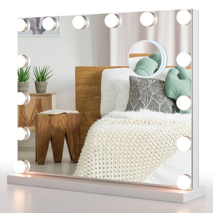 Hollywood Vanity Mirror with with 3 Color Lighting Modes for Tabletop-White