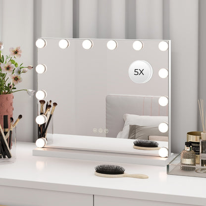 Hollywood Vanity Mirror with with 3 Color Lighting Modes for Tabletop-White