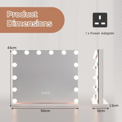 Hollywood Vanity Mirror with with 3 Color Lighting Modes for Tabletop-White