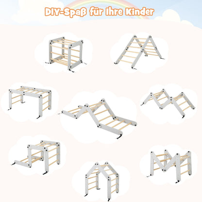 Montessori Toddler Climbing Set Foldable Wooden Climbing Toys Adjustable Reversible Seesaw Ramp Rocks Grey