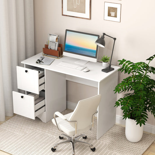 Home Office Writing Desk with 2 Drawers-White