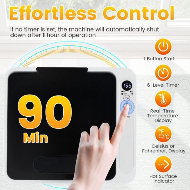 Home Towel Warmer with 0-90Min Timer and Overheat Protection-White