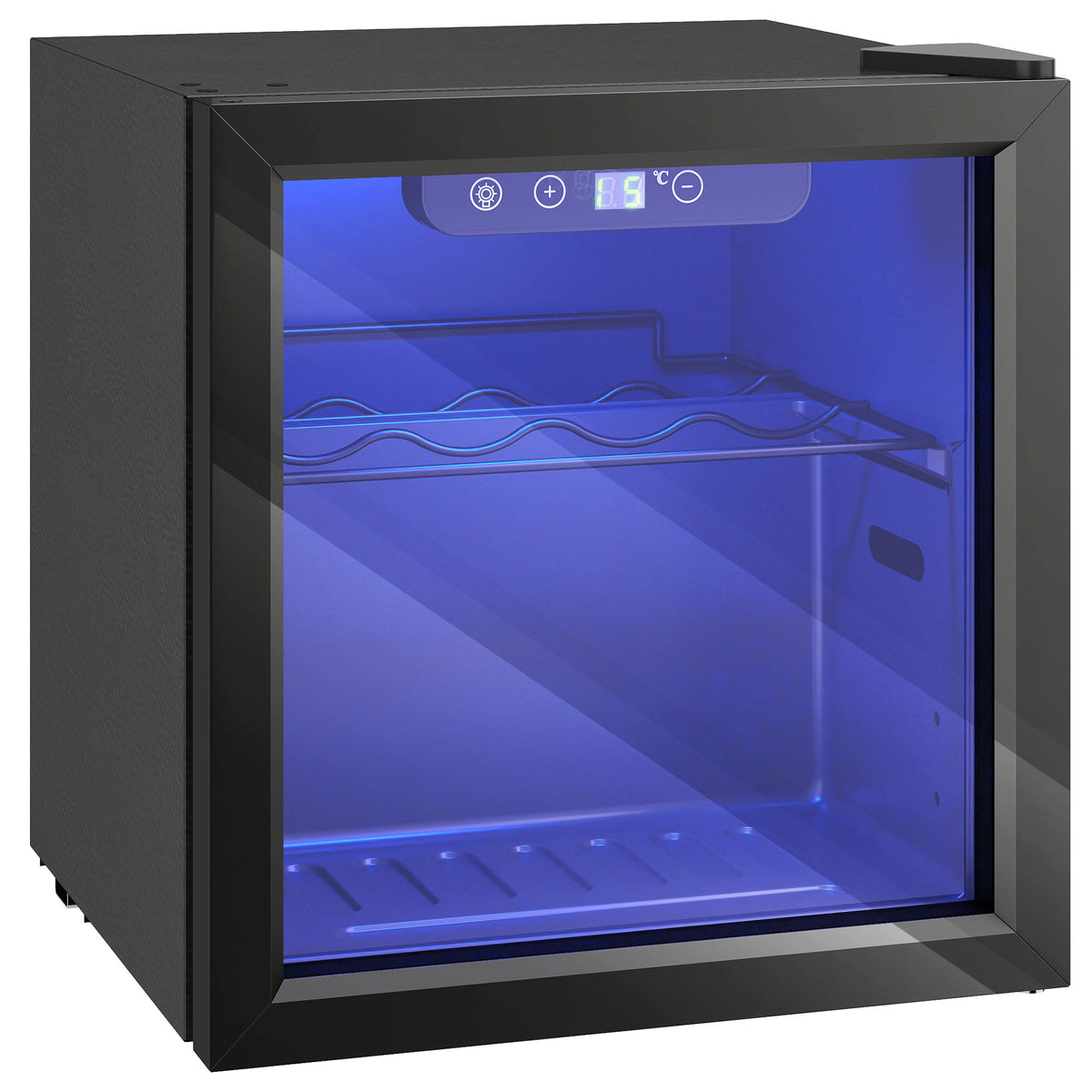 HOMCOM 12 Bottle Wine Cooler, 36 Litre Capacity, 4-16°C Tabletop Drinks Wine Fridge with Glass Door, LED Light, Black