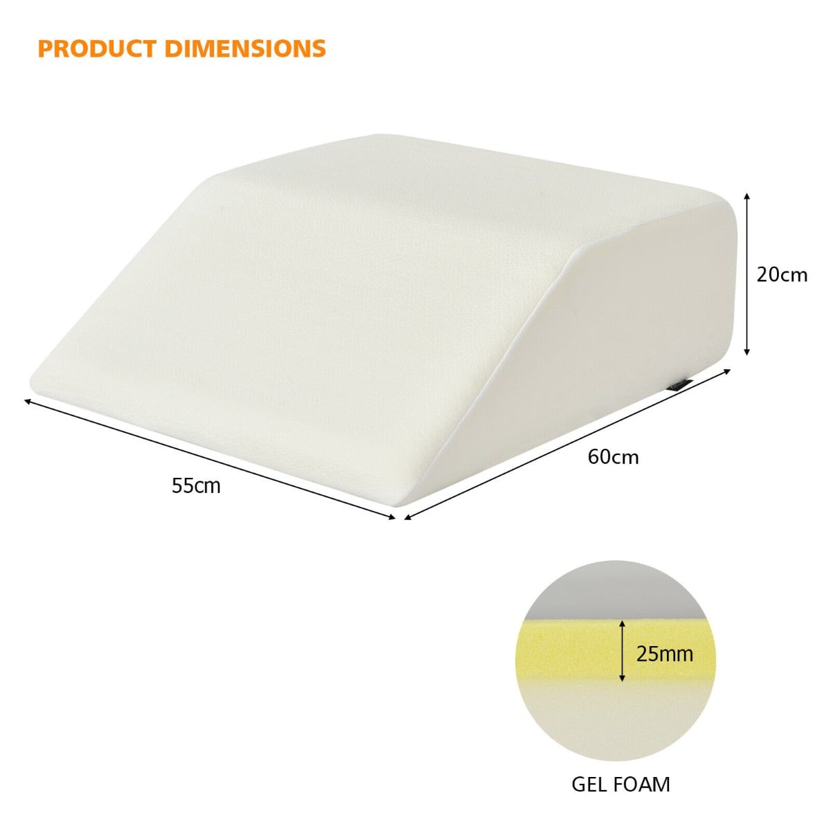 Leg Elevation Pillow with Washable Cover for Sleeping-White