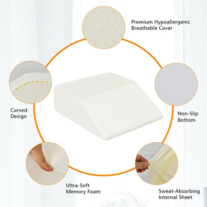 Leg Elevation Pillow with Washable Cover for Sleeping-White