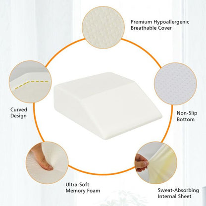 Leg Elevation Pillow with Washable Cover for Sleeping-White