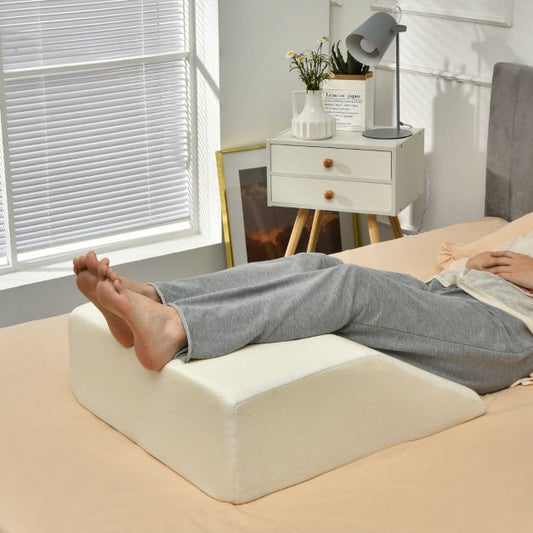 Leg Elevation Pillow with Washable Cover for Sleeping-White