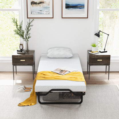 Folding Bed with Mattress Space-Saving Fold-Up for Easy Storage