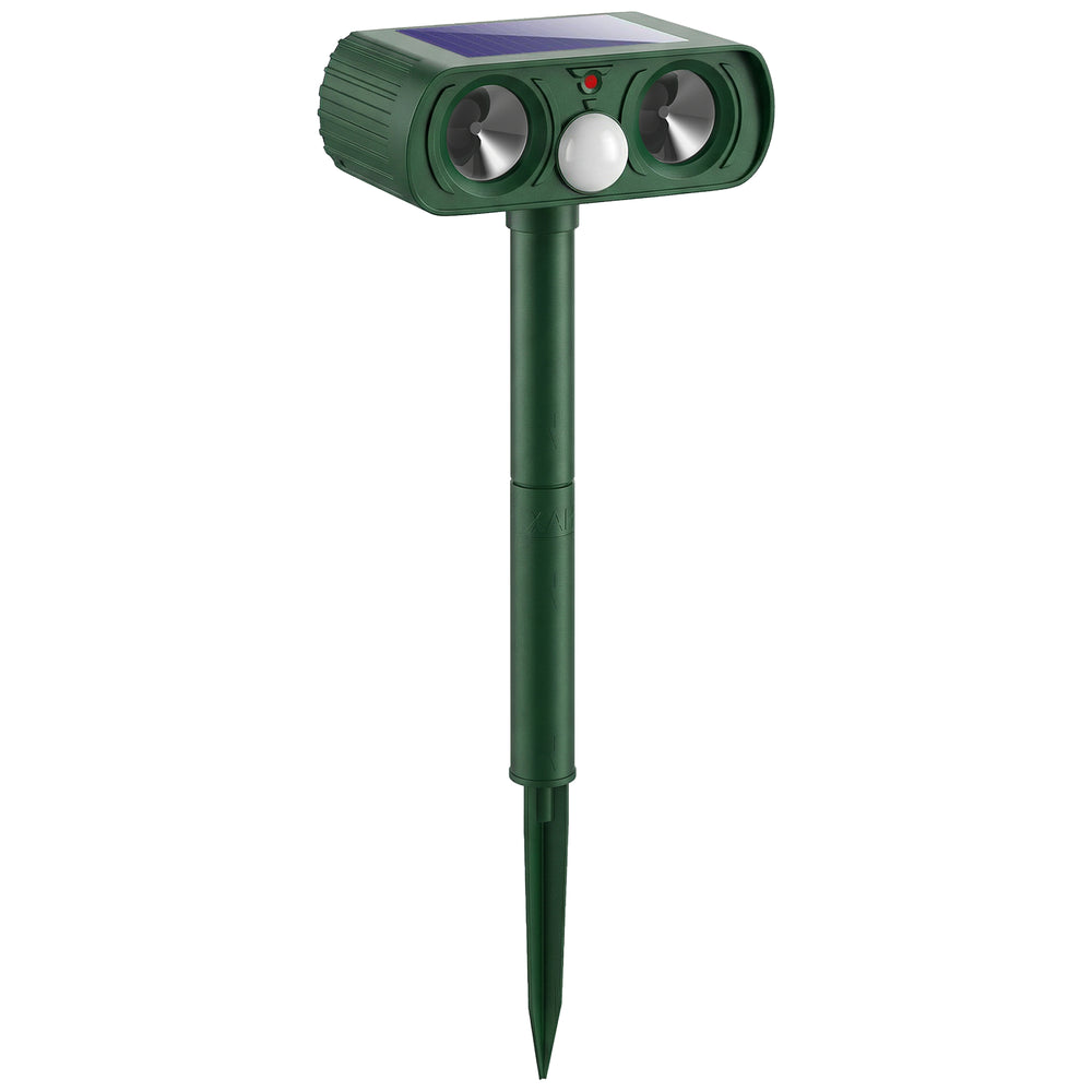 Outsunny Ultrasonic Cat Repellent, PIR Motion Sensor 110°, LED Flash, Solar Cat Deterrents for Gardens UK