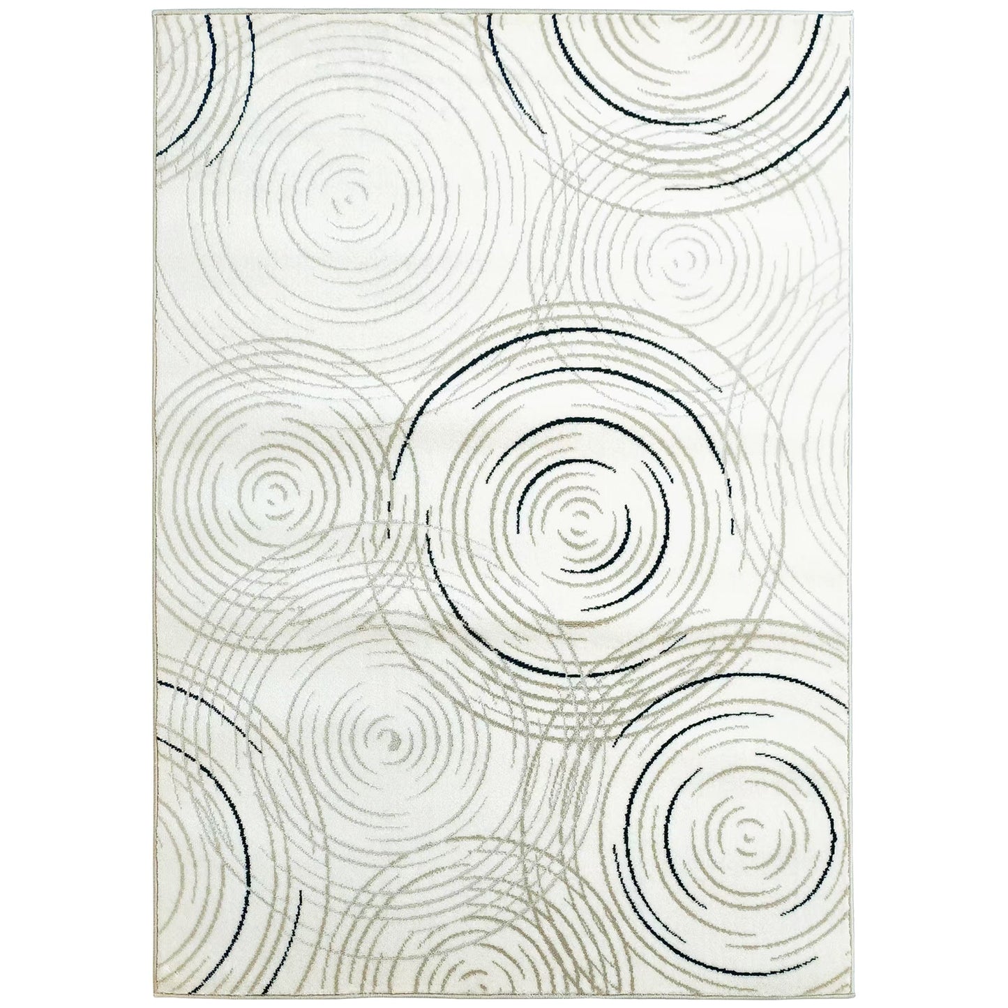 HOMCOM Modern Area Rug, Swirl Pattern Machine Washable Rug, Allergy-Friendly Floor Carpet for Living Room, Bedroom, Dining Room, Home Office, 170 x 120 cm, Cream White