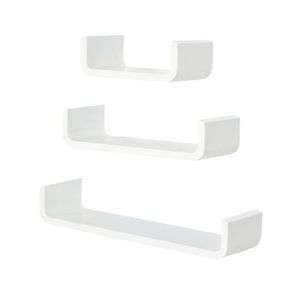 HOMCOM Floating Shelves, Set of 3 Wall Shelf, Shelves for Wall Invisible Mounting, Bedroom Living Room, White