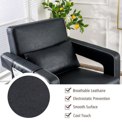 Modern Berber Fleece Single Sofa Chair with Ottoman and Waist Pillow-Black