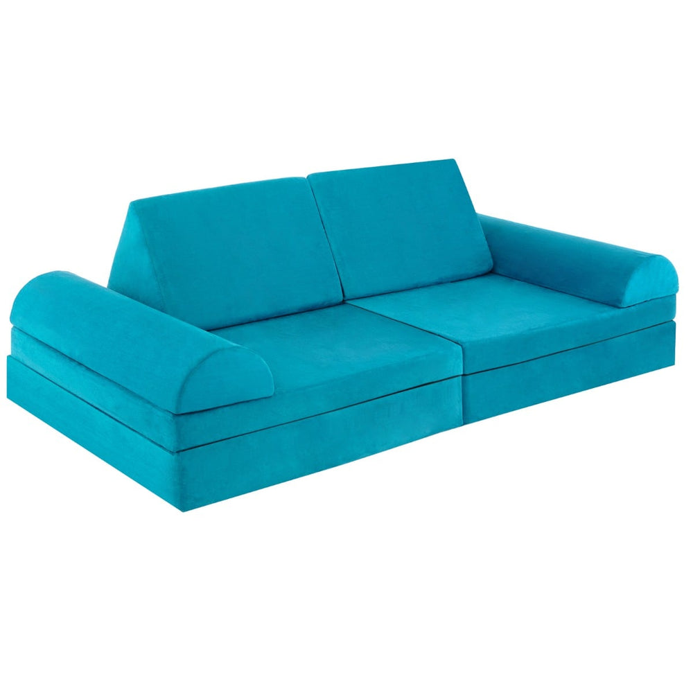 6 Pieces Modular Convertible  Kids Play Couch Sofa-Green
