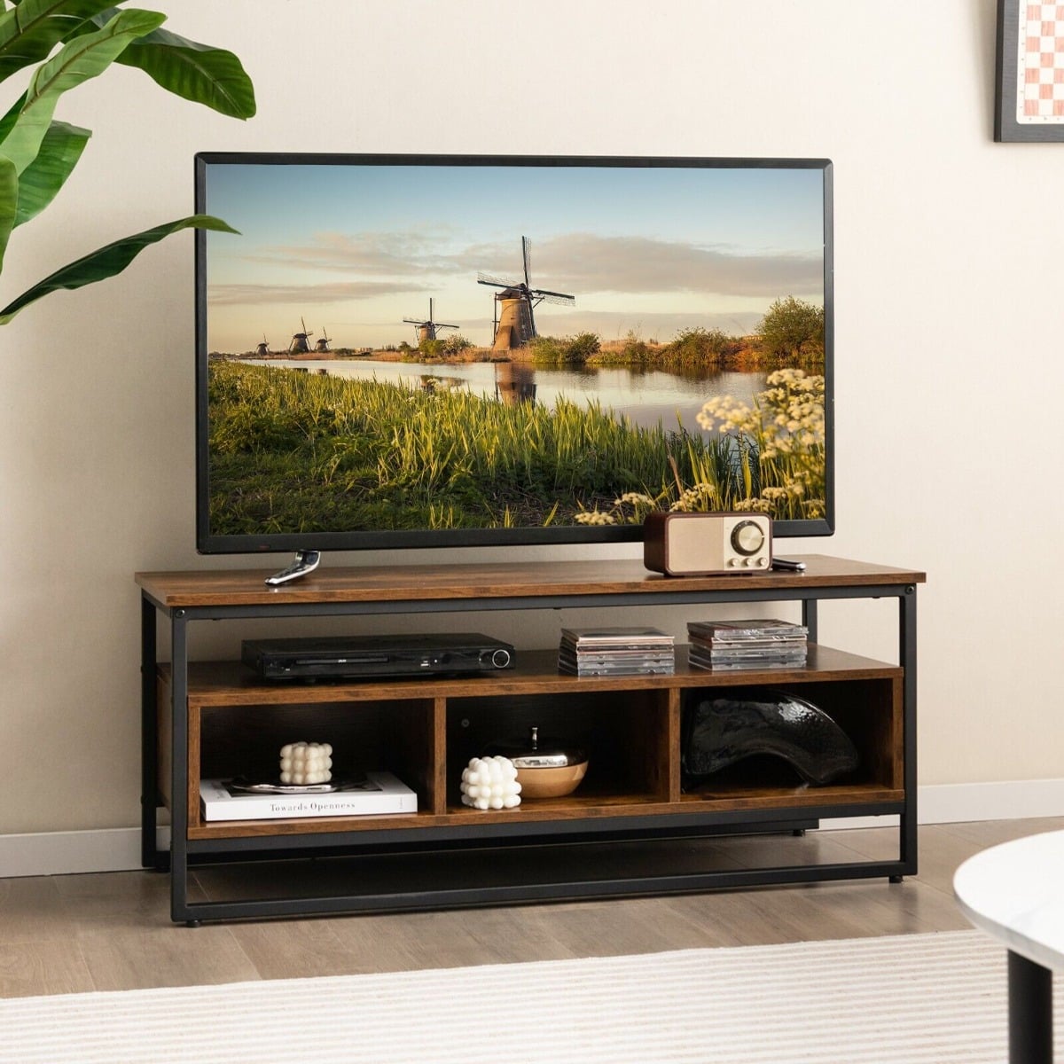 Industrial 3-Tier Coffee Table Home Cocktail Table with Storage