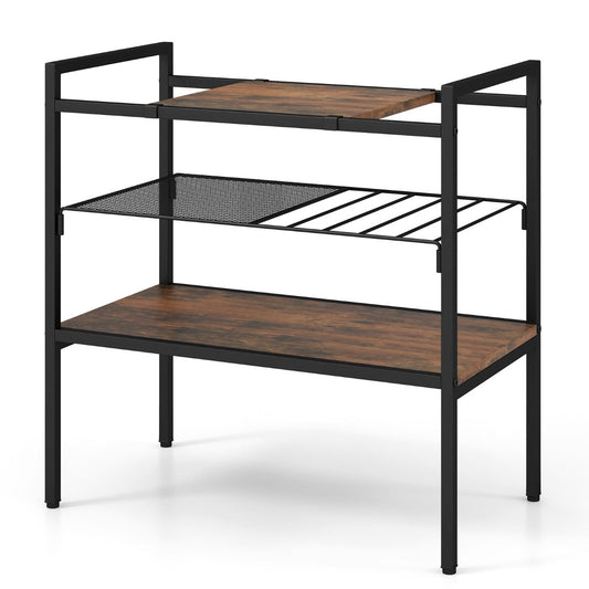 Industrial Entryway Table with Removable Panel and Mesh Shelf