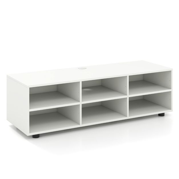 6-Cubby TV Stand TV Console Table with Adjustable Shelves-White