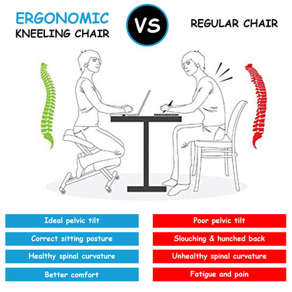 Adjustable Relieving Back and Neck Pain Knee Chair Stool with Thick Comfortable Cushion