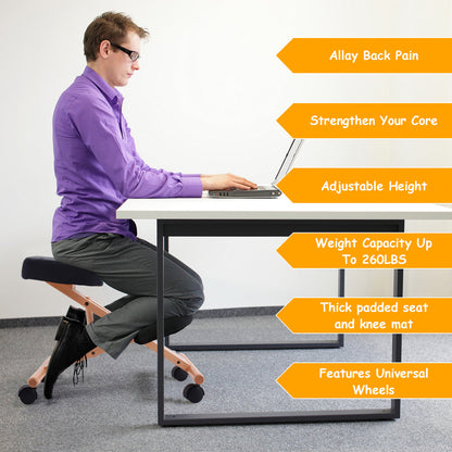 Adjustable Relieving Back and Neck Pain Knee Chair Stool with Thick Comfortable Cushion