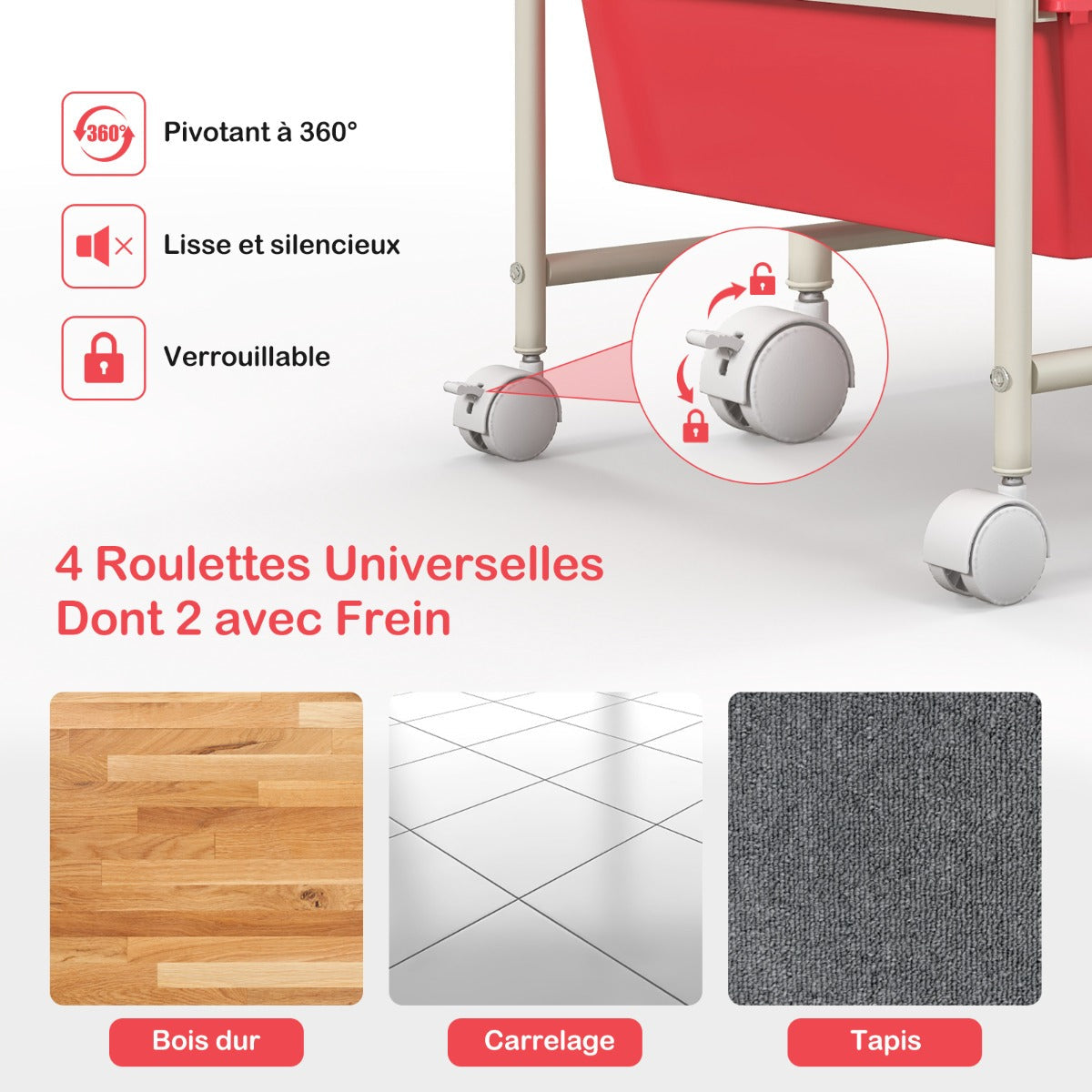 15-Drawer Utility Rolling Organizer Cart Multi-Use Storage-Pink