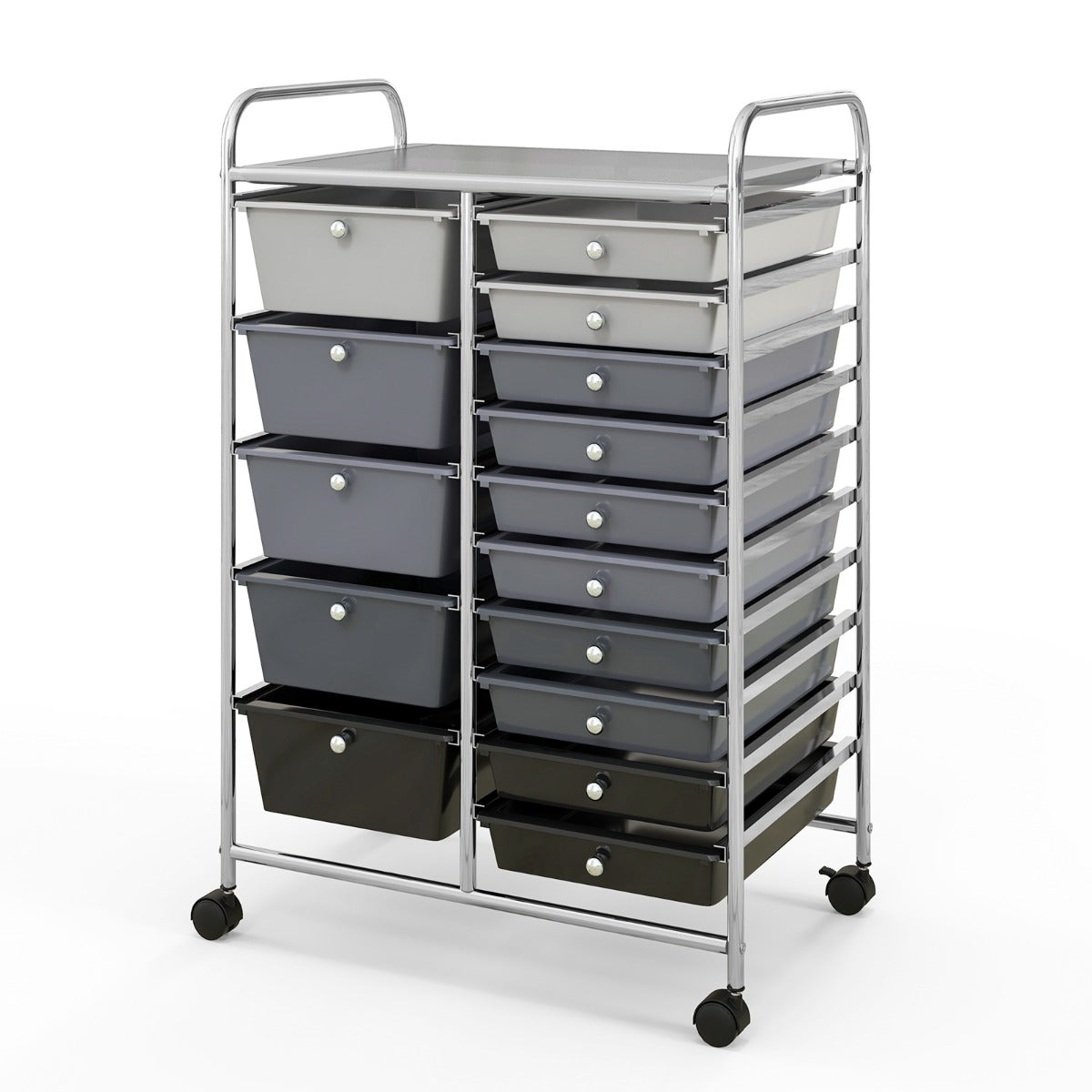 15-Drawer Utility Rolling Organizer Cart Multi-Use Storage-Black & Gray