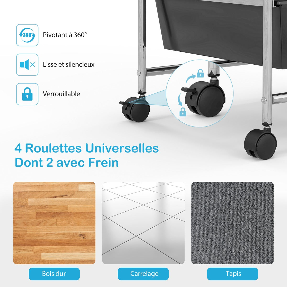 15-Drawer Utility Rolling Organizer Cart Multi-Use Storage-Black & Gray