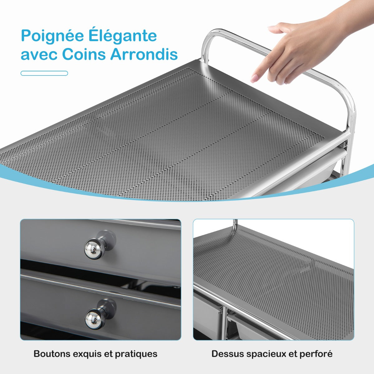 15-Drawer Utility Rolling Organizer Cart Multi-Use Storage-Black & Gray